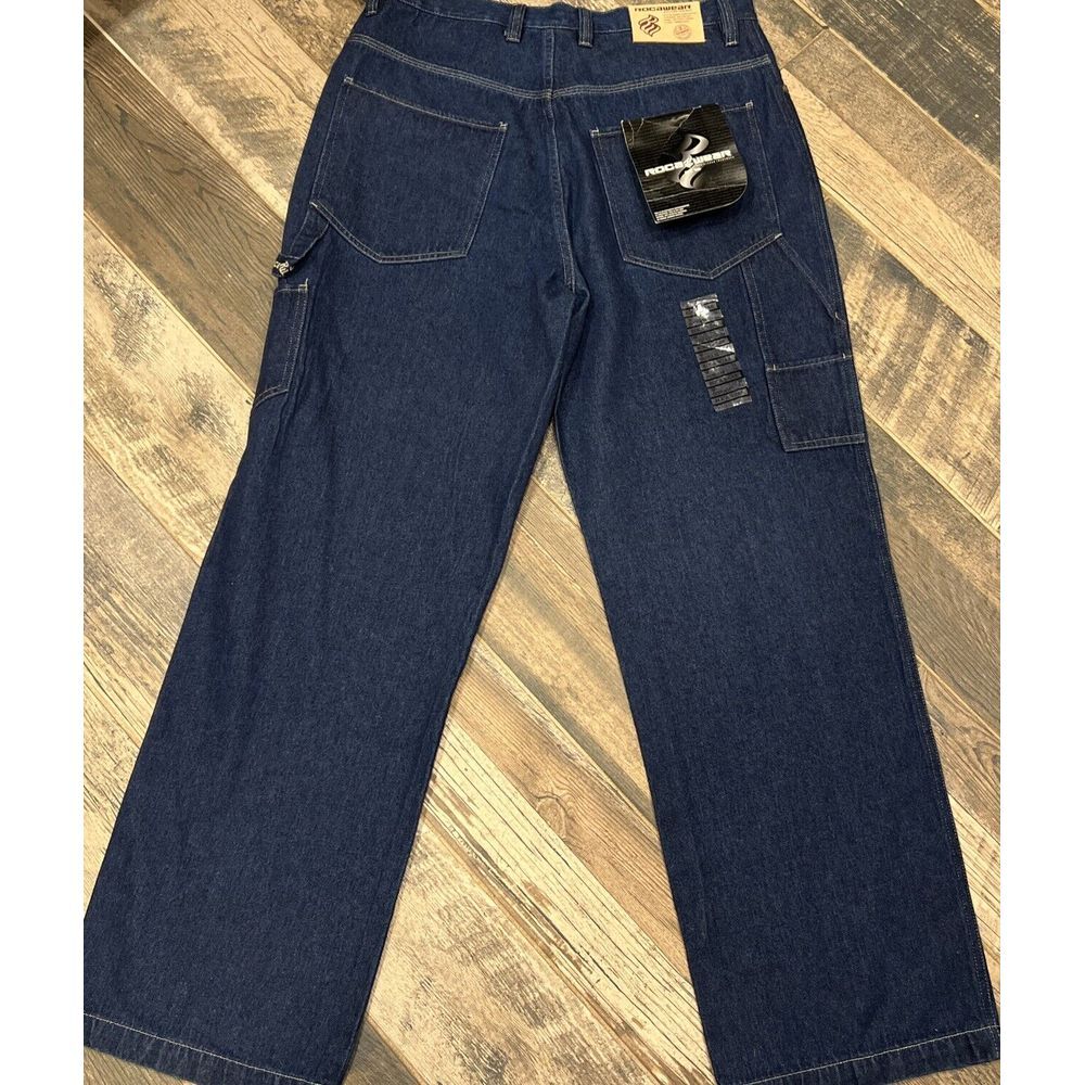 New Rocawear Carpenter Mens Dark Baggy Relaxed Hip-Hop Urban Jeans 36x34 Tall